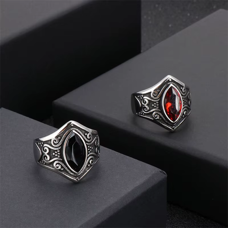 Bague en acier titane Vintage faite à la main pour hommes et femmes