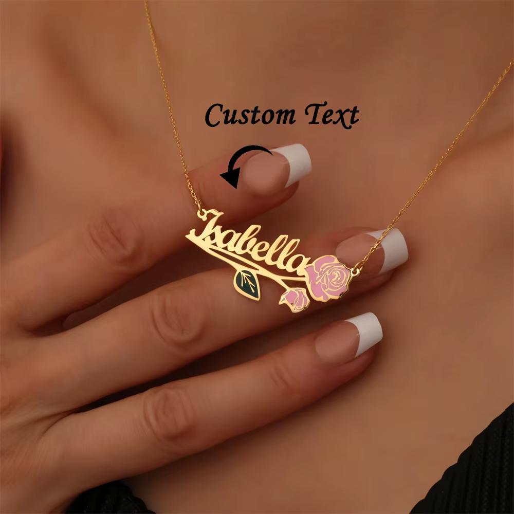 Collier personnalisé avec fleur de naissance colorée pour femmes