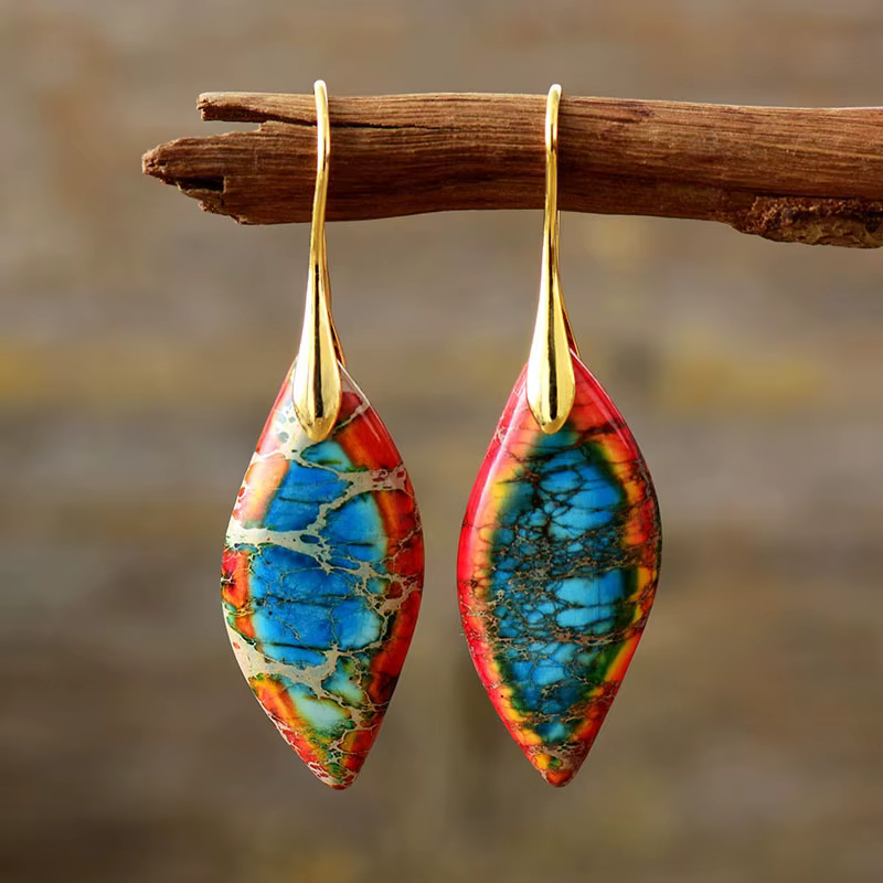 Bijoux de mode accessoires cadeaux Style bohème empereur pierre feuille pendentif boucles d'oreilles femmes
