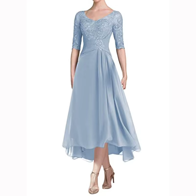 Robes mère de la mariée, demi-manches, robe de bal en dentelle perlée, en mousseline de soie, robe de soirée pour mère du marié