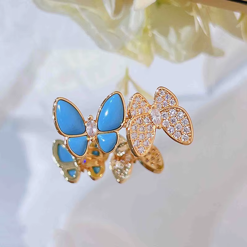 Bague papillon bleue élégante pour femmes
