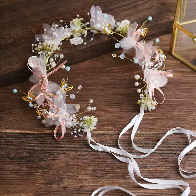 Accessoire de mariage couronne de mariée cheveux bijoux en cristal diadème avec perles fleurs