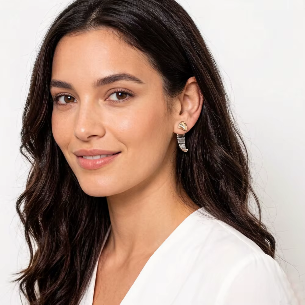Boucles d'oreilles vintage en argent regardé 925 pour femme