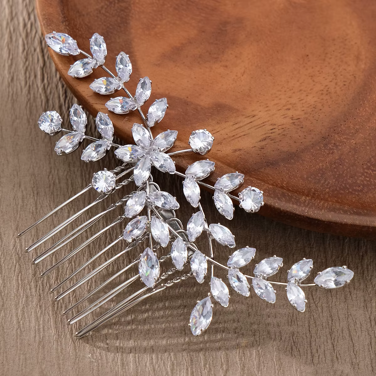 Gros élégant brillant zircone bijoux de mariage peignes à cheveux robe de mariée coiffure or argent