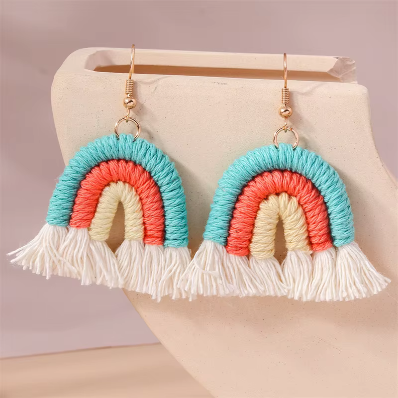 Boucles d'oreilles pendantes arc-en-ciel pour femmes