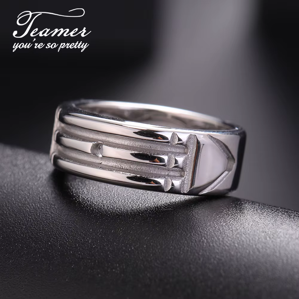 Teamer Amulette Atlantis Bague en acier inoxydable Large Mode Minimaliste Anneaux pour Hommes Femmes Couple Anniversaire de mariage Bijoux Cadeau