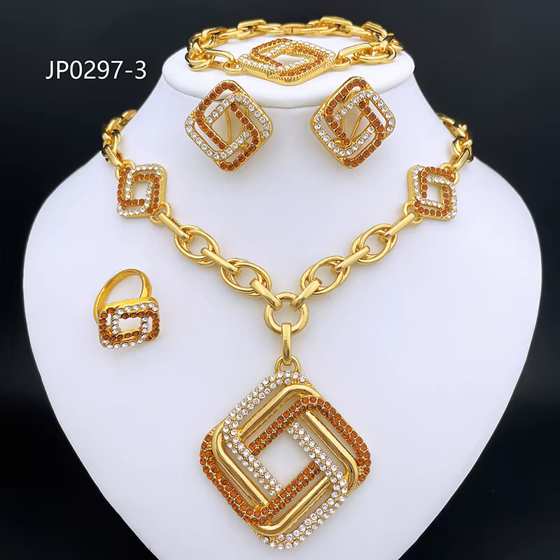 Ensemble de bijoux plaqué or 18 carats de Dubaï pour femme