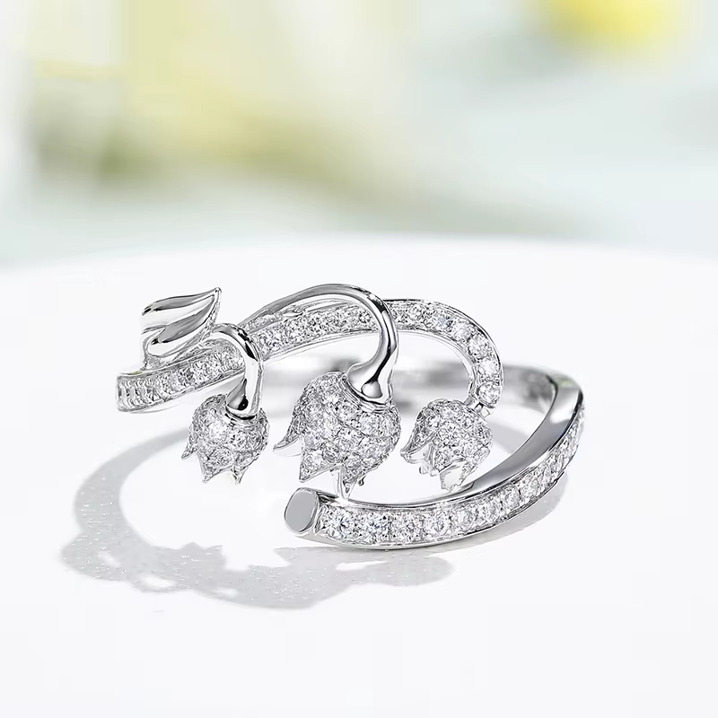 Huretailers-Bague d'ouverture élégante pour femme avec design exquis