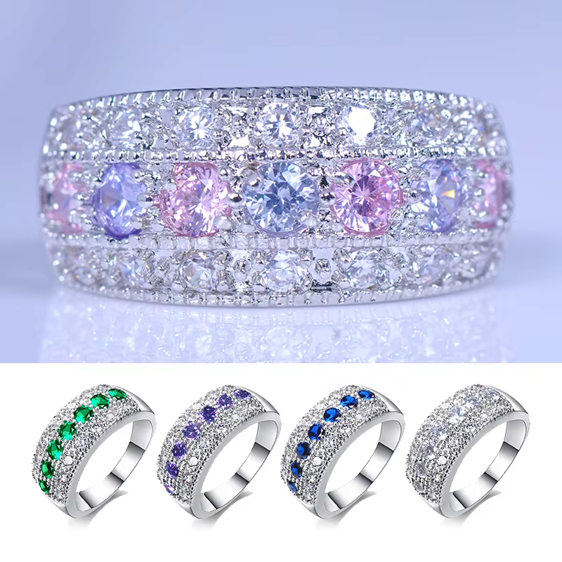 Petite bague ronde en pierre de Zircon pour femme