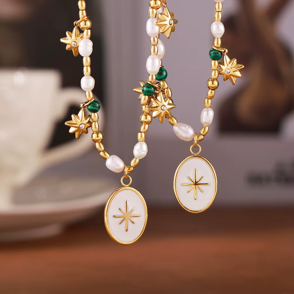 Palace-Collier de Luxe Plaqué Or avec Pendentif Rayons pour Femme