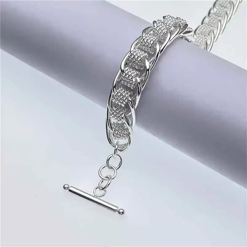 Bracelet rond en argent Sterling 925 pour femmes, en maille, à la mode, bijoux de fiançailles, de mariage, cadeaux, nouveau