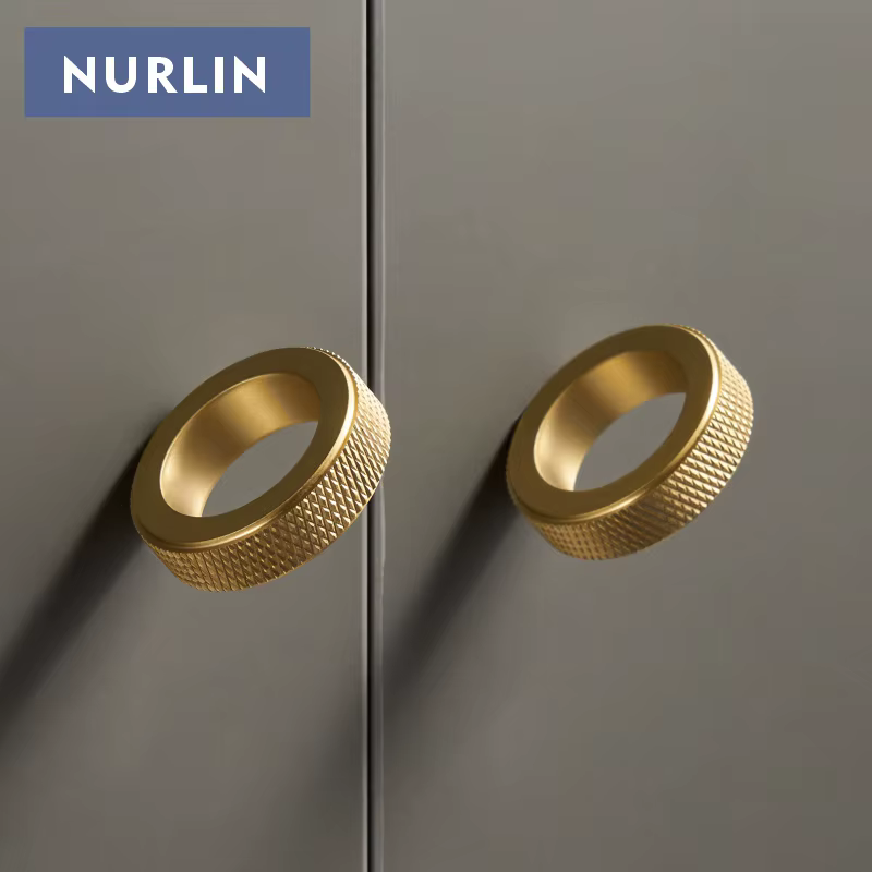 Nurlin en laiton massif diamant-coupe croix moletée anneau circulaire armoire boutons meubles tiroir doigt