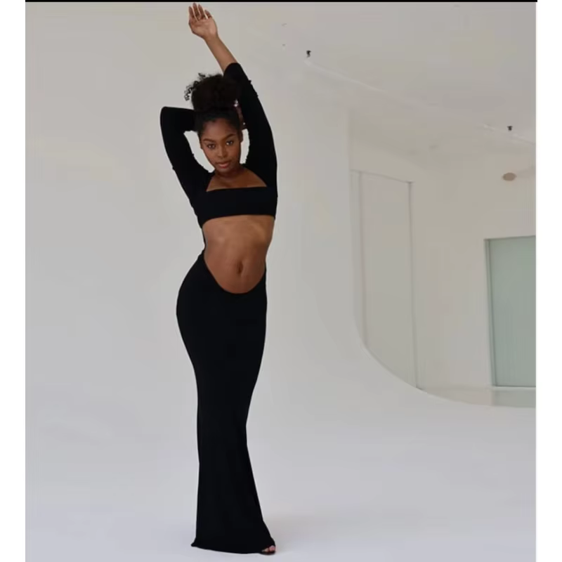 ALTEROutfit-Robe extensible à ventre ouvert, robe longue pour séance photo