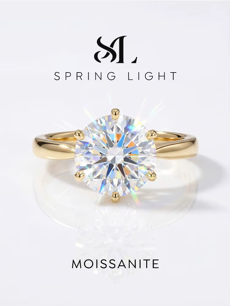 Bague en moissanite véritable ronde de 0