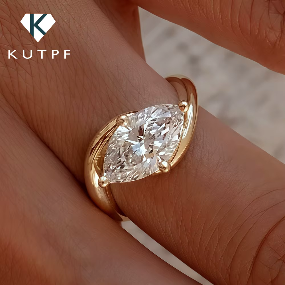 Bague de fiançailles en Moissanite taille Marquise 1/2CT