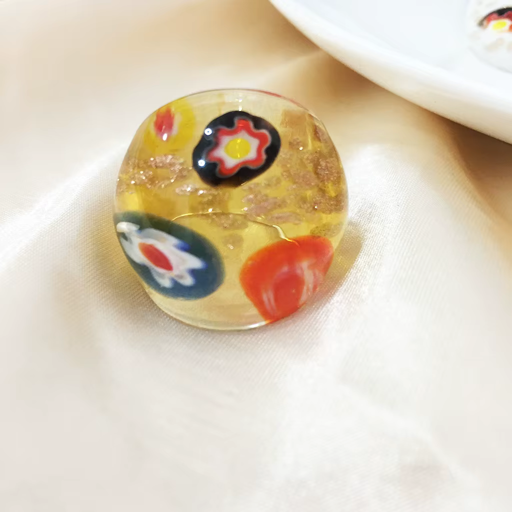 Anneaux de Murano en verre de Murano jaune pour femmes
