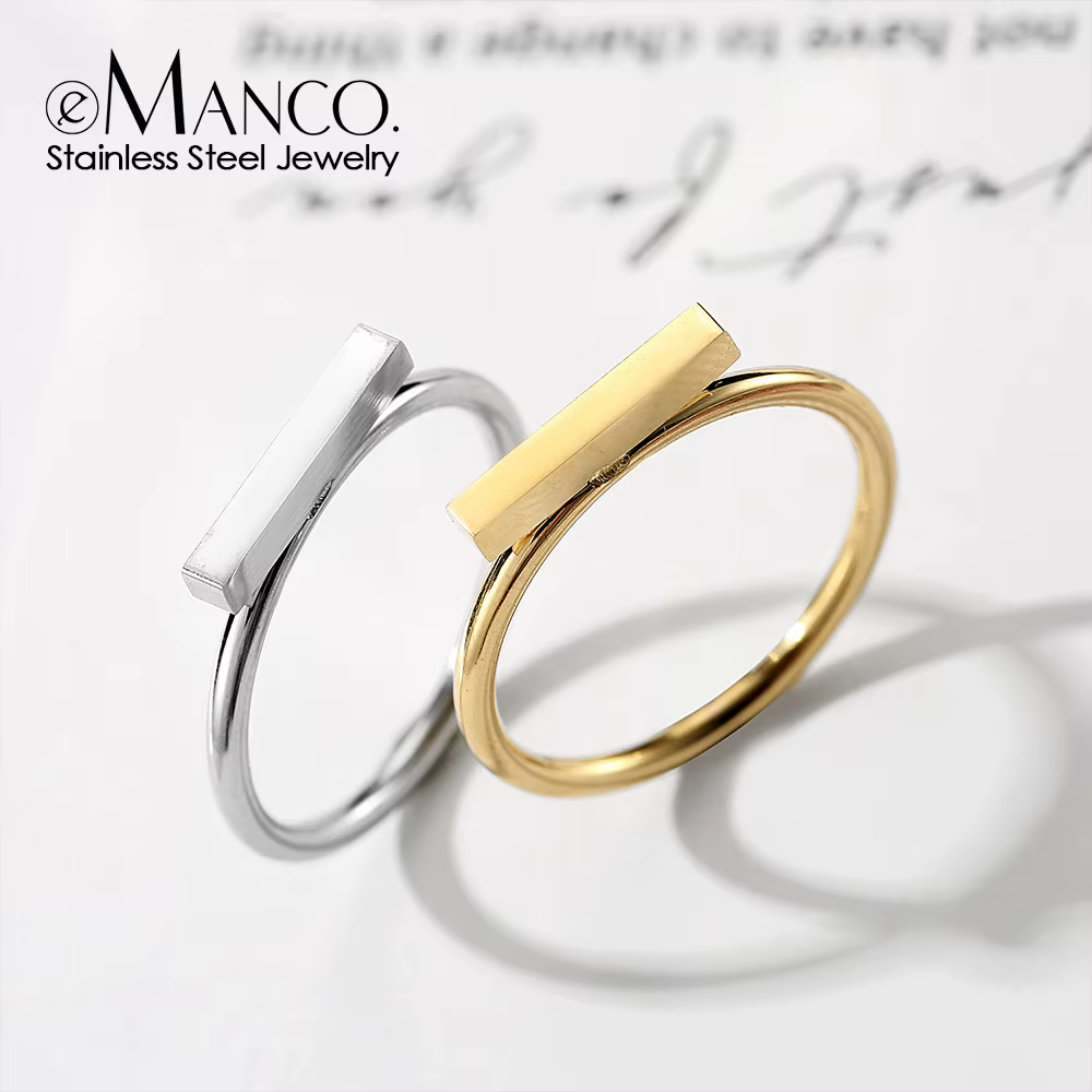 E-Manco – bague de fiançailles minimaliste avec lettres personnalisées