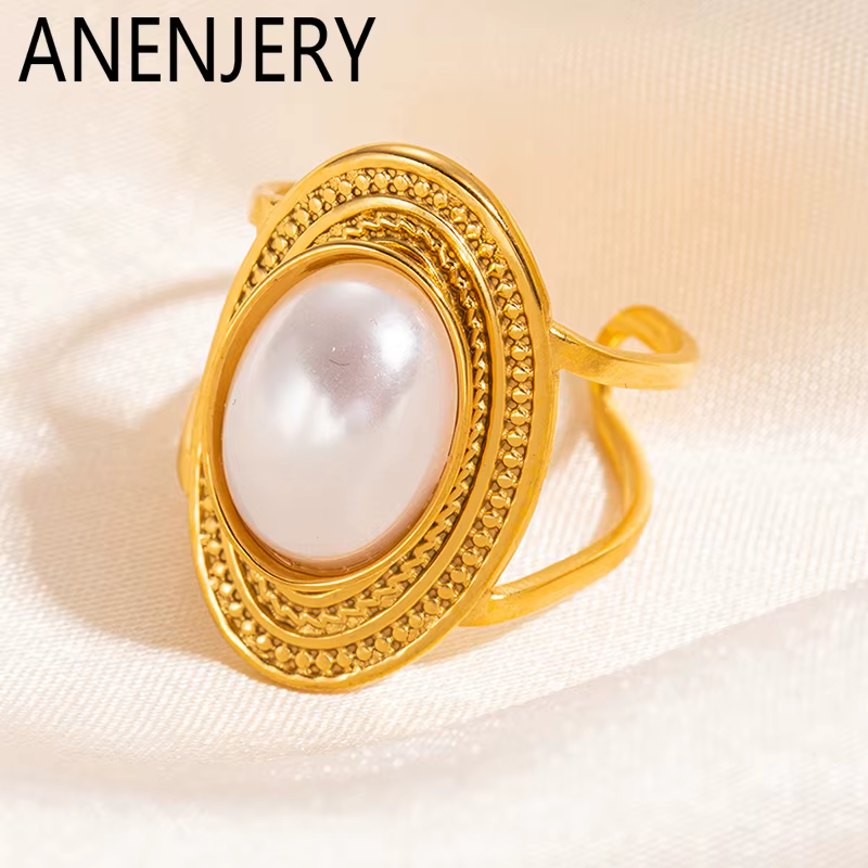 Bague elliptique en acier inoxydable pour femme