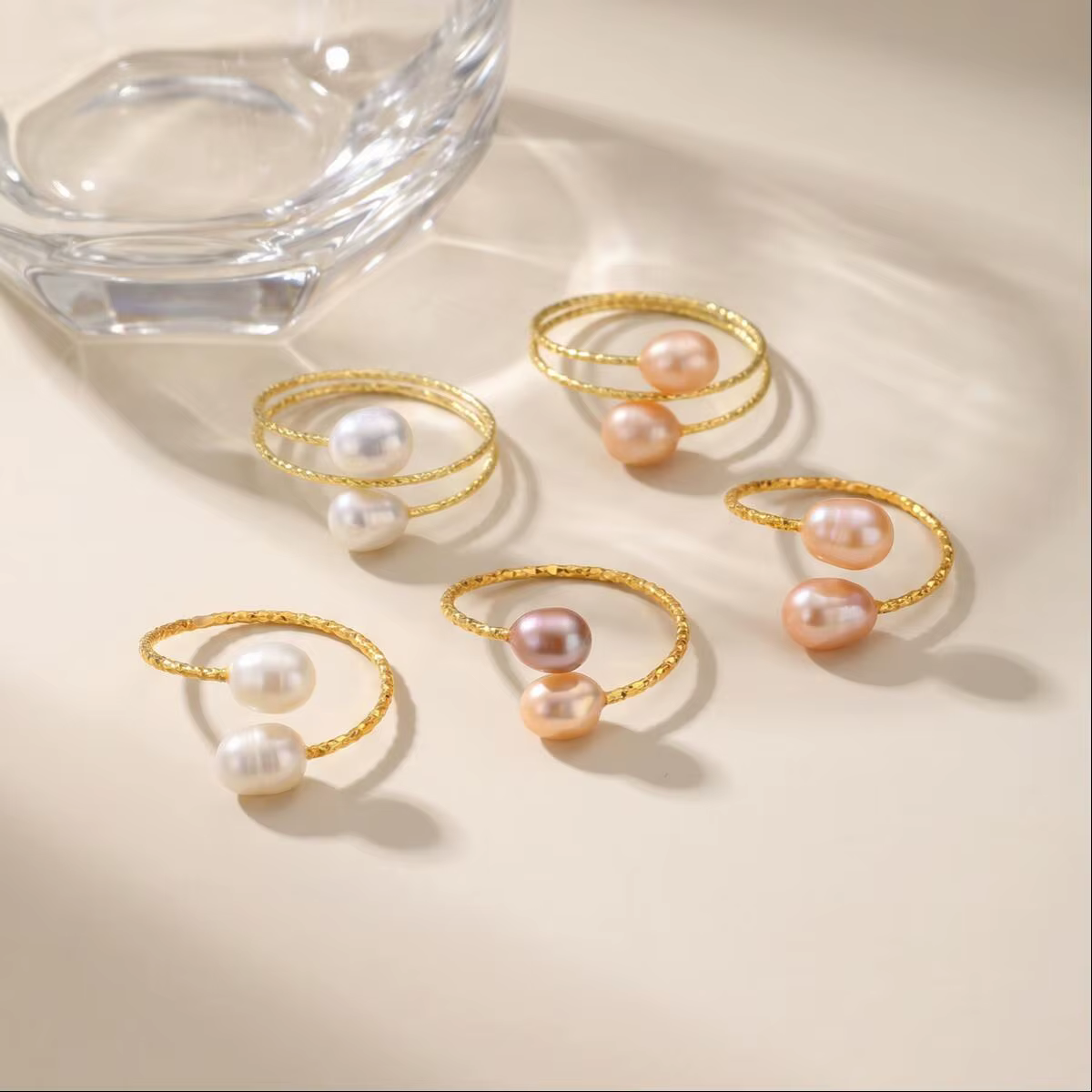 Bague en perle d'eau douce naturelle pour femmes