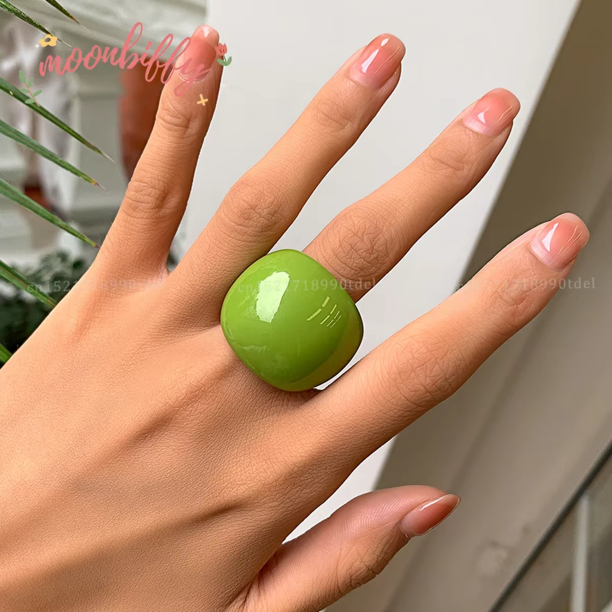 Bagues épaisses géométriques acryliques transparentes coréennes pour femmes, comparateur de couleur de charme, matiques d'Li-en résine arc-en-ciel, bijoux de doigt