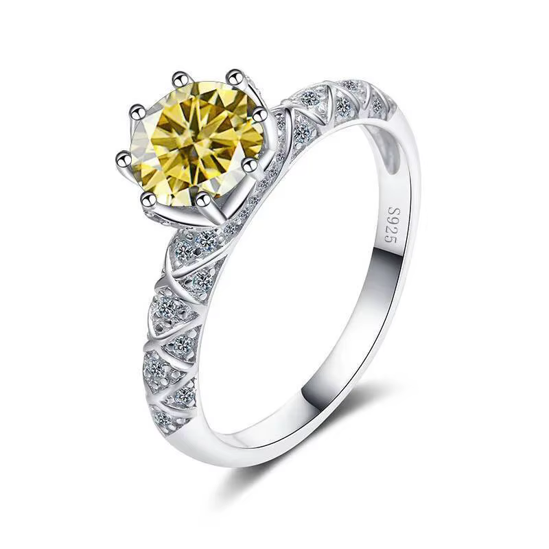 Bague en Moissanite de couleur D VVS 1Ct pour femmes