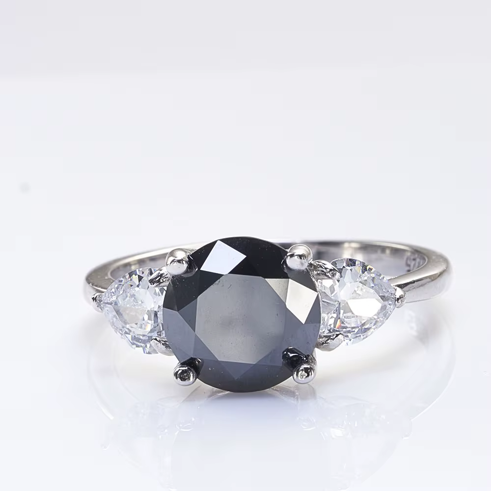 Luxe Ronde 3 Carats VVS D-COLOR Moissanite Anneau Pour Les Femmes En Argent Sterling 925 Bijoux De Mariage 8H8A Cadeau