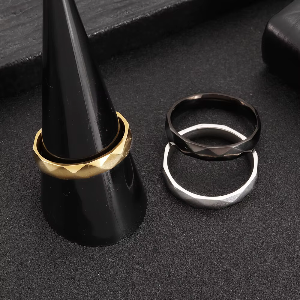 Bagues en acier au titane pour hommes et femmes, alliance multi-utilisateurs, matiques Fidget pour l'anxiété, bague losange
