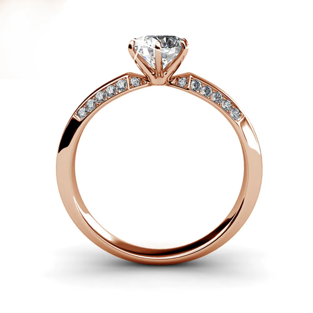 Daisini Bagues de mariage pour femme ornées de cristaux Swarovski, laiton de qualité avec bijoux de couple plaqués or rose 18 carats