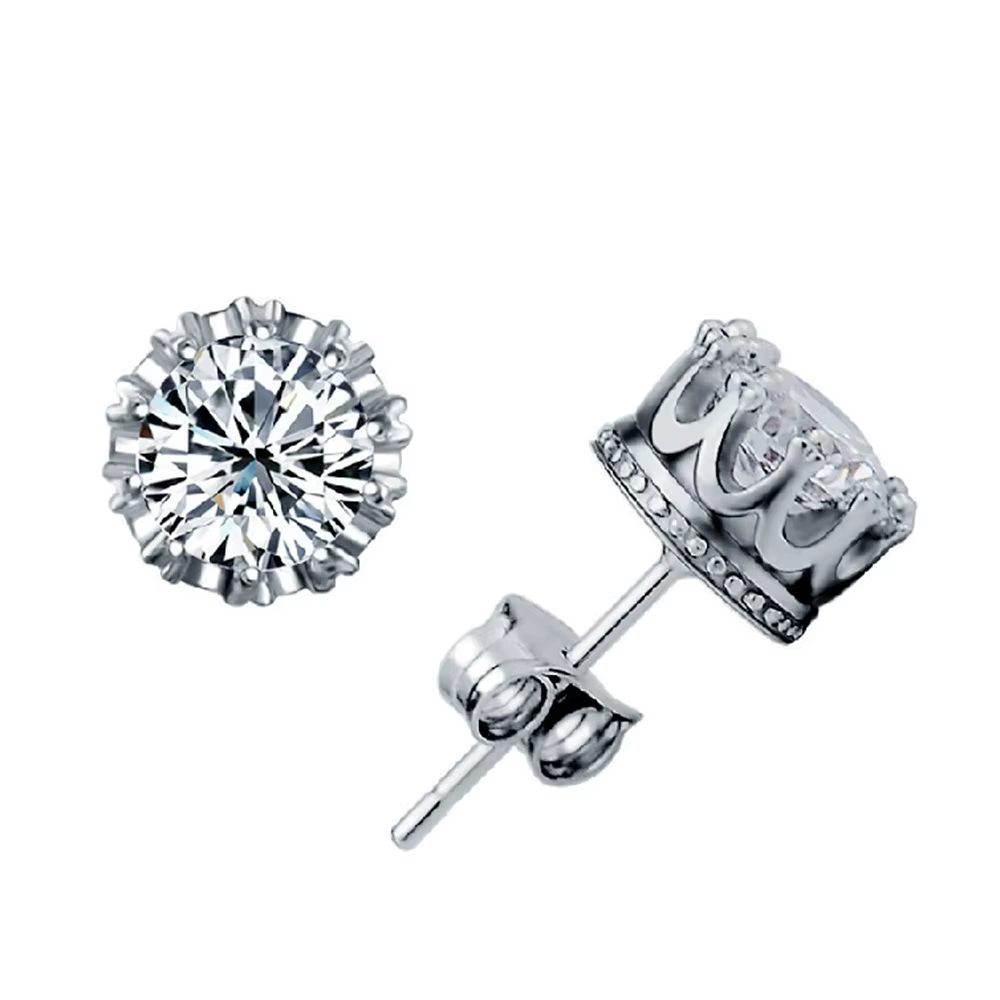 Boucles d'oreilles en argent sterling 925 véritable avec zircon cubique