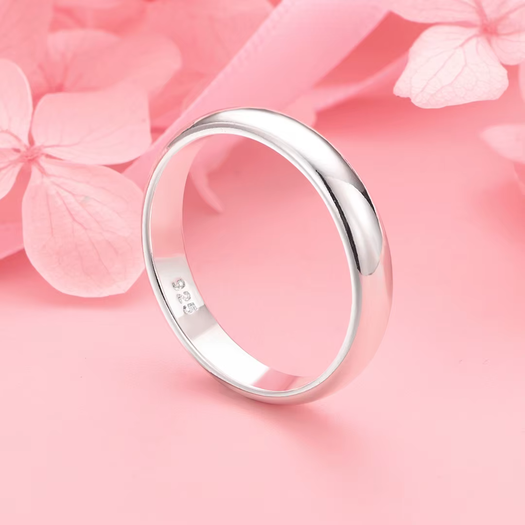 Bague polie Simple en argent Sterling 925