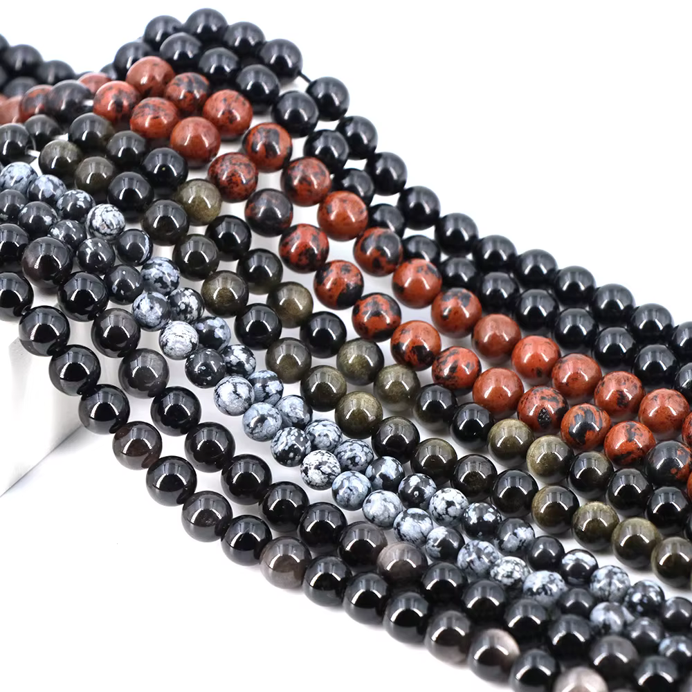 Perles d'obsidienne dorée en pierre naturelle, rondes, amples, noires, 4 6 8 10 12mm, bijoux, bricolage, fabrication de bracelets et de colliers, accessoires