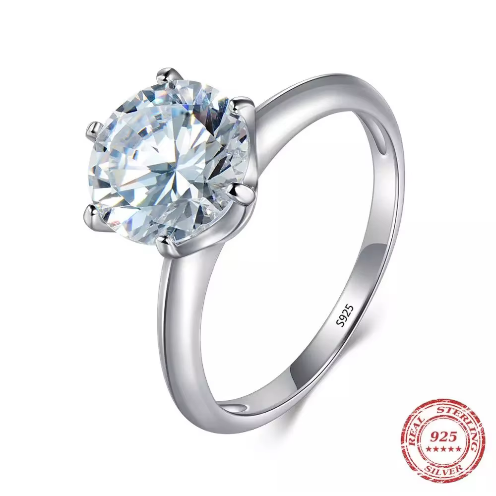 Bague de fiançailles simple en argent regardé 925 pour femme