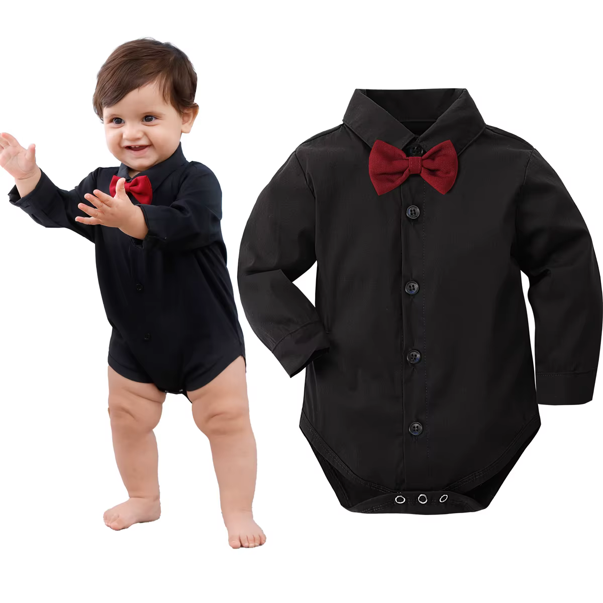 Bébé garçons robe chemise nouveau-né baptême body infantile mariage