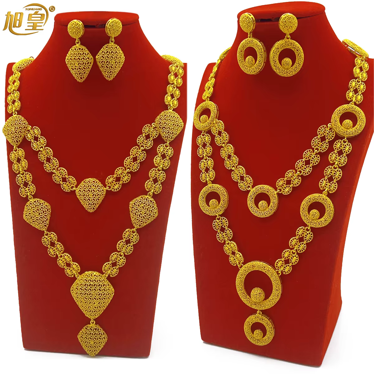 ANIID africain 24K couleur or ensembles de bijoux pour les femmes de mariage dubaï collier boucles d'oreilles nigérian indien mariée 2 pièces ensemble cadeaux de fête