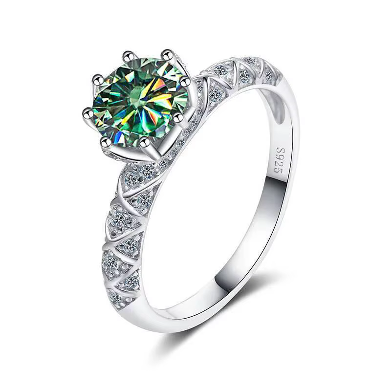 Bague en Moissanite de couleur D VVS 1Ct pour femmes