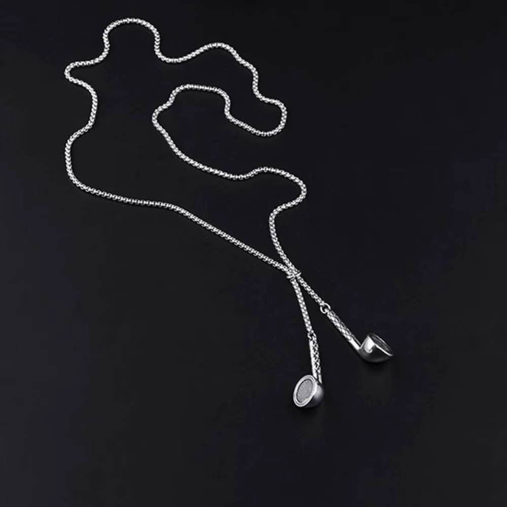 Collier réglable personnalisé avec conception d'écouteurs Hip-hop pour femmes et hommes