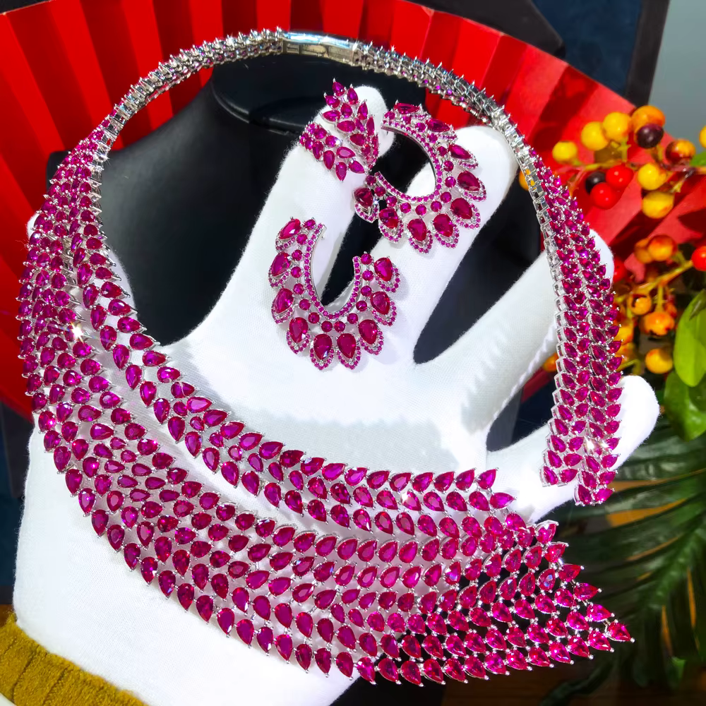 GODpastels-Parure de bijoux de luxe pour femme, ensemble de bijoux africains et indiens, marque célèbre, pour fête de mariage, cadeau en cristal, pour les patients de Dubaï