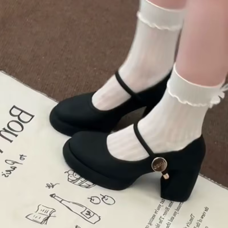 Chaussures Mary Jane vintage à talon épais pour femmes