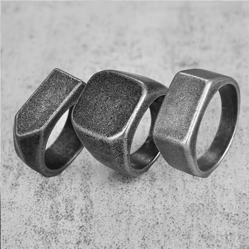 Bague vintage en acier au titane pour homme