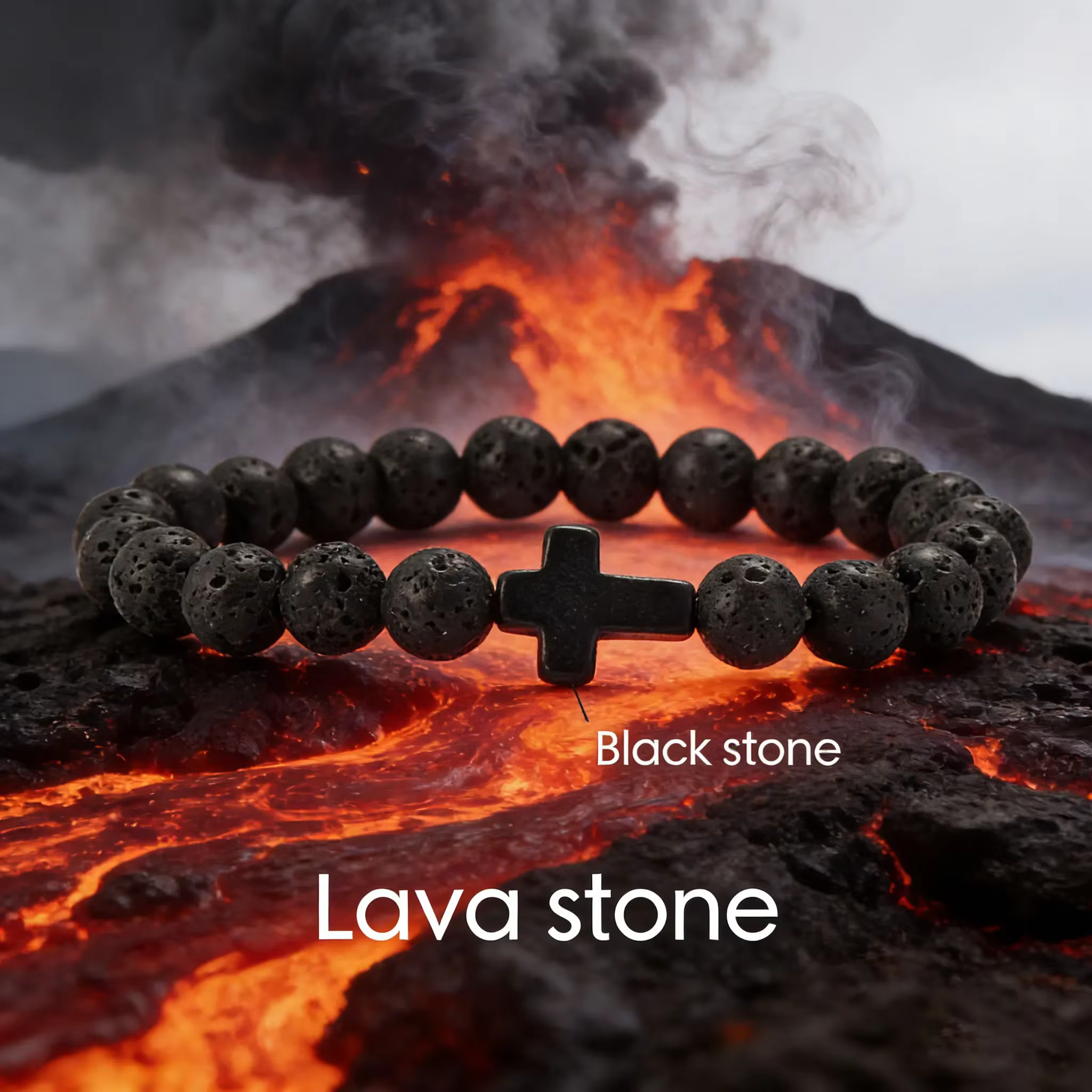 Prière hommes pierre naturelle perle pierre de lave croix Bracelet obsidienne méditation Bracelet femmes Yoga bijoux hommes Bracelet