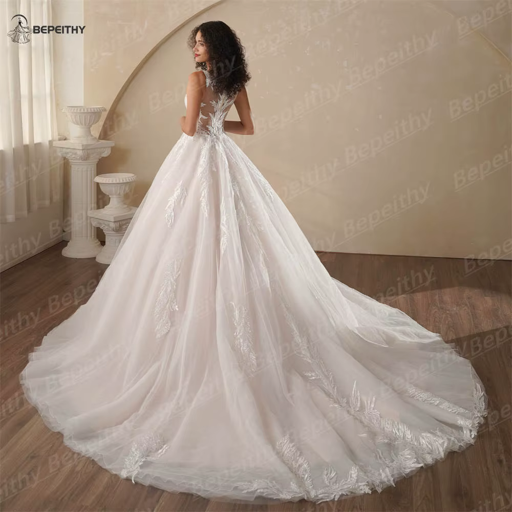 Robe de mariée champagne personnalisée A-ligne