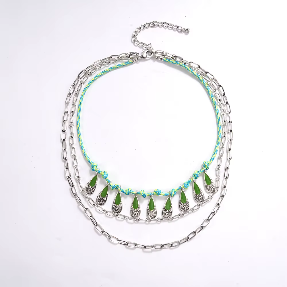 Collier (vert/rouge) Bijou audacieux parfait pour les brunchs