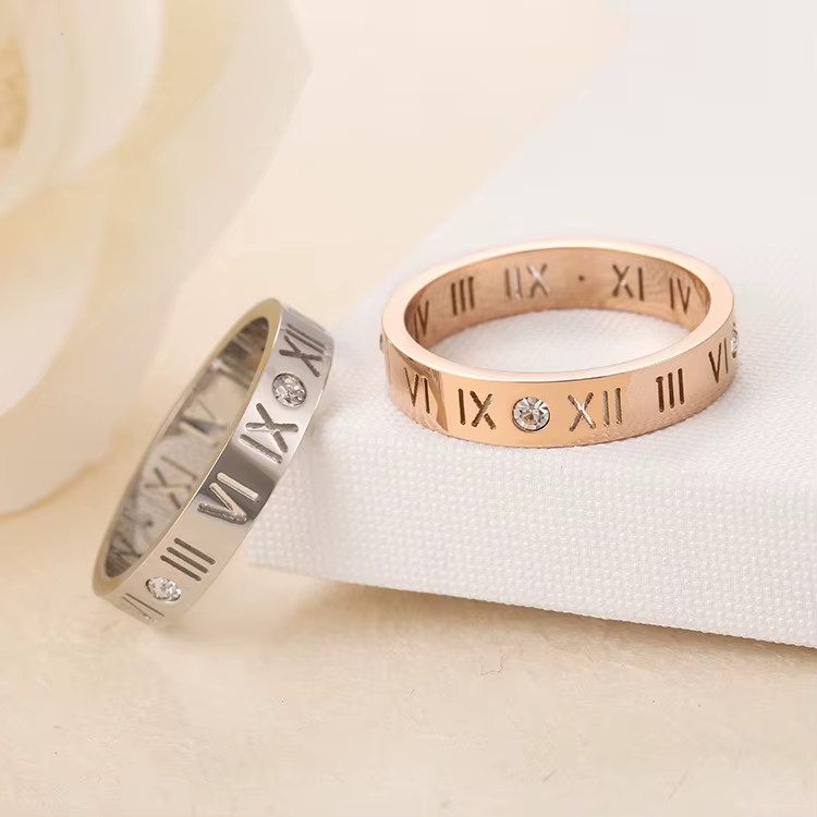 JeeMango-Bague de Fiançailles en Titane et Acier pour Femme