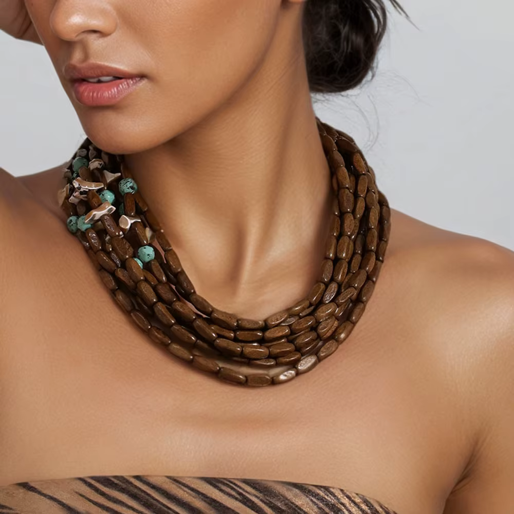 Collier de perles en bois de Style bohème pour femmes et filles