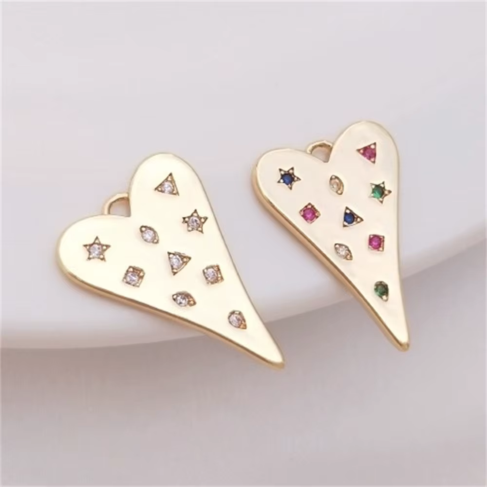 Pendentif coeur 14K paquet d'or véritable Micro-incrusté Zircon