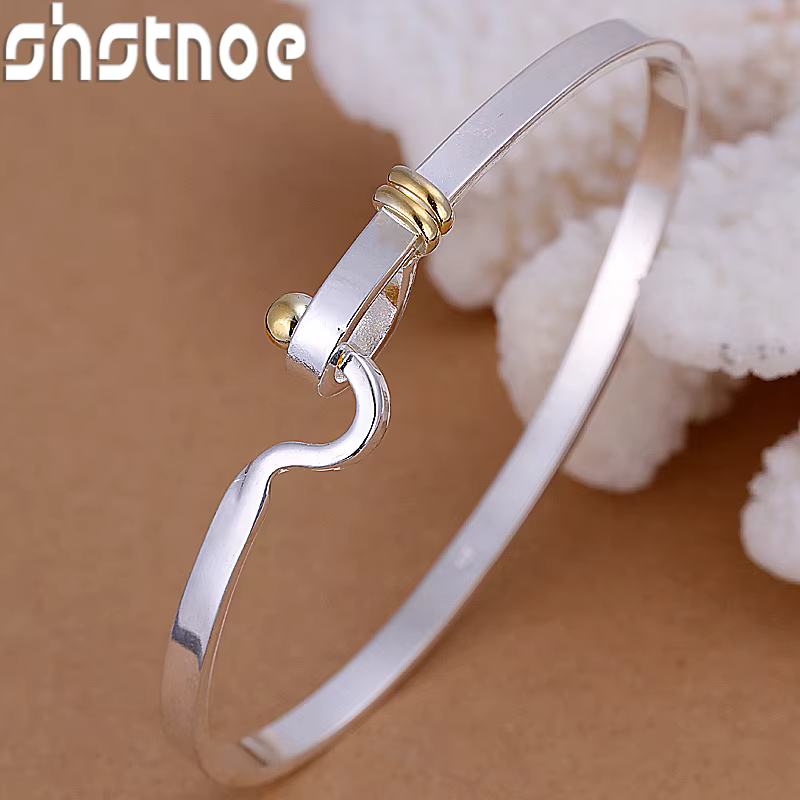 Bracelet rond simple réglable en argent Sterling 925 pour hommes et femmes