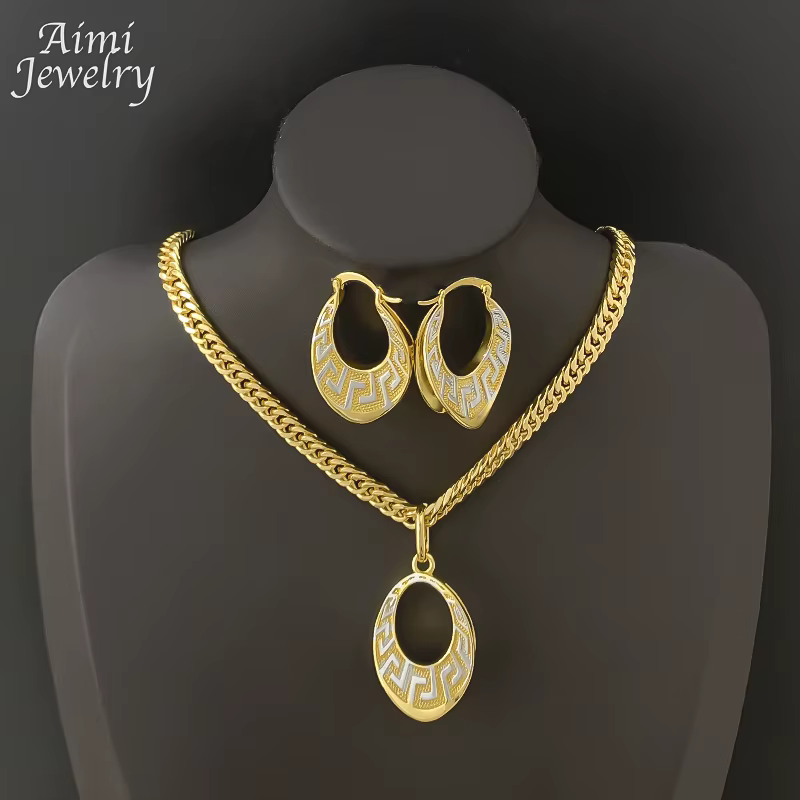 Ensemble de bijoux italiens exquis et Simple plaqué or pour femmes