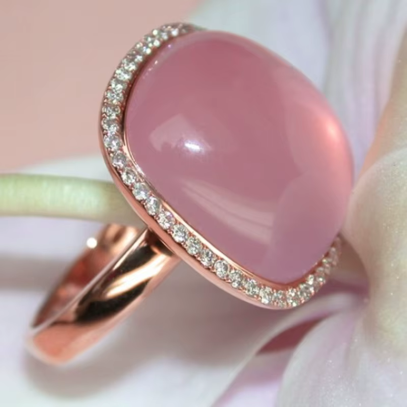 Magnifique bague pour femme incrustée de pierres roses CZ