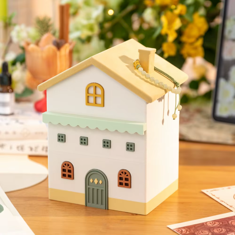 Multi-Layer Jewelry Storage Box Small House Organizer for Rings Earrings Bracelets