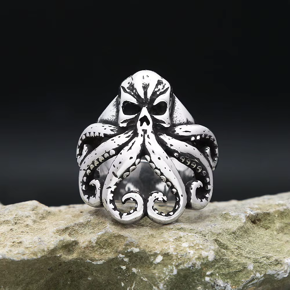 Bague gothique Vintage en acier inoxydable pour hommes
